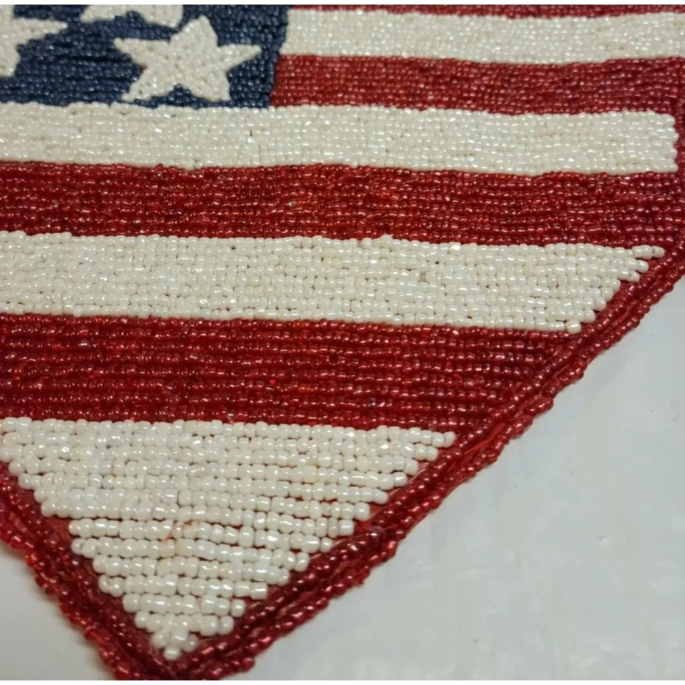 Patriotic Beaded TableRunner Centerpiece 13x36 Table runner Storehouse J…